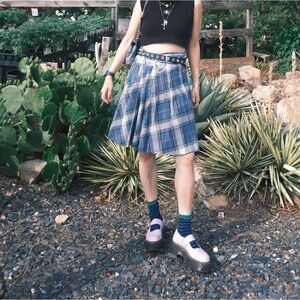 Uniqlo JW Anderson Blue Plaid Wrap Skirt